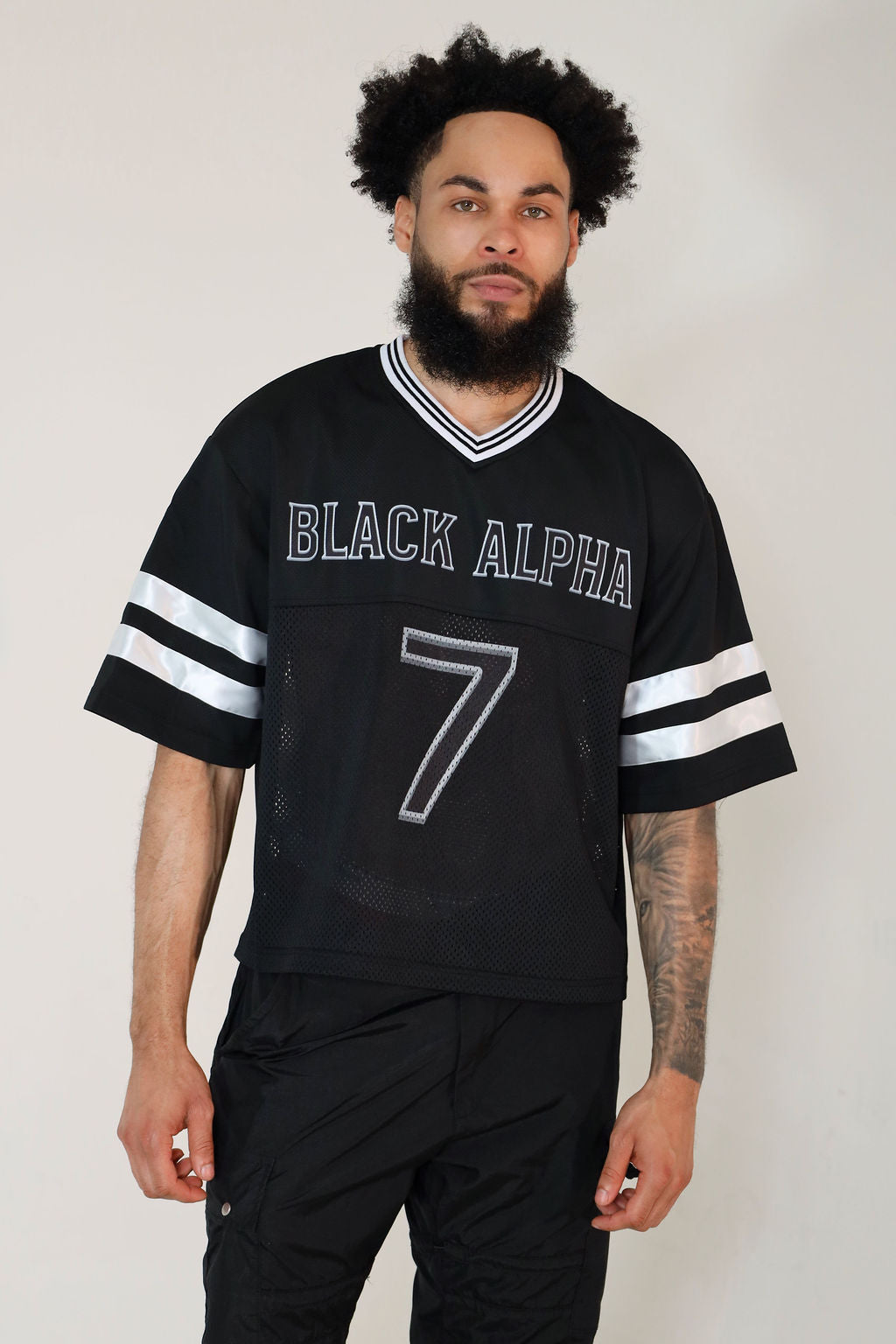 Black Alpha Boxy Football Jersey