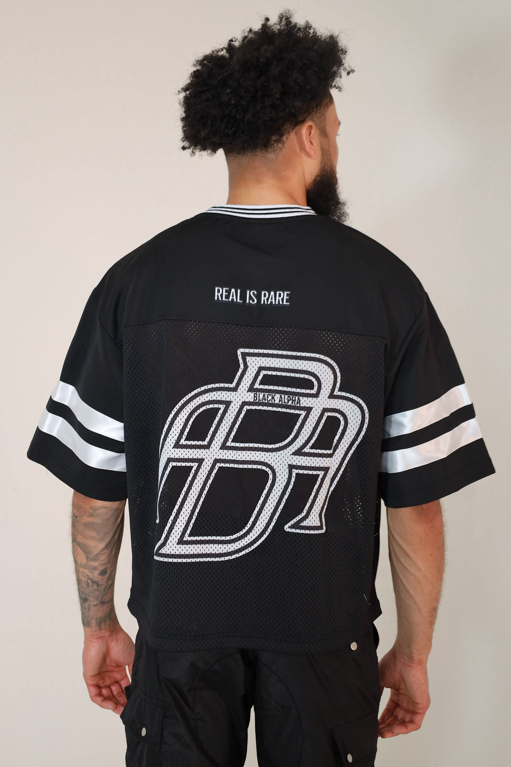 Black Alpha Boxy Football Jersey