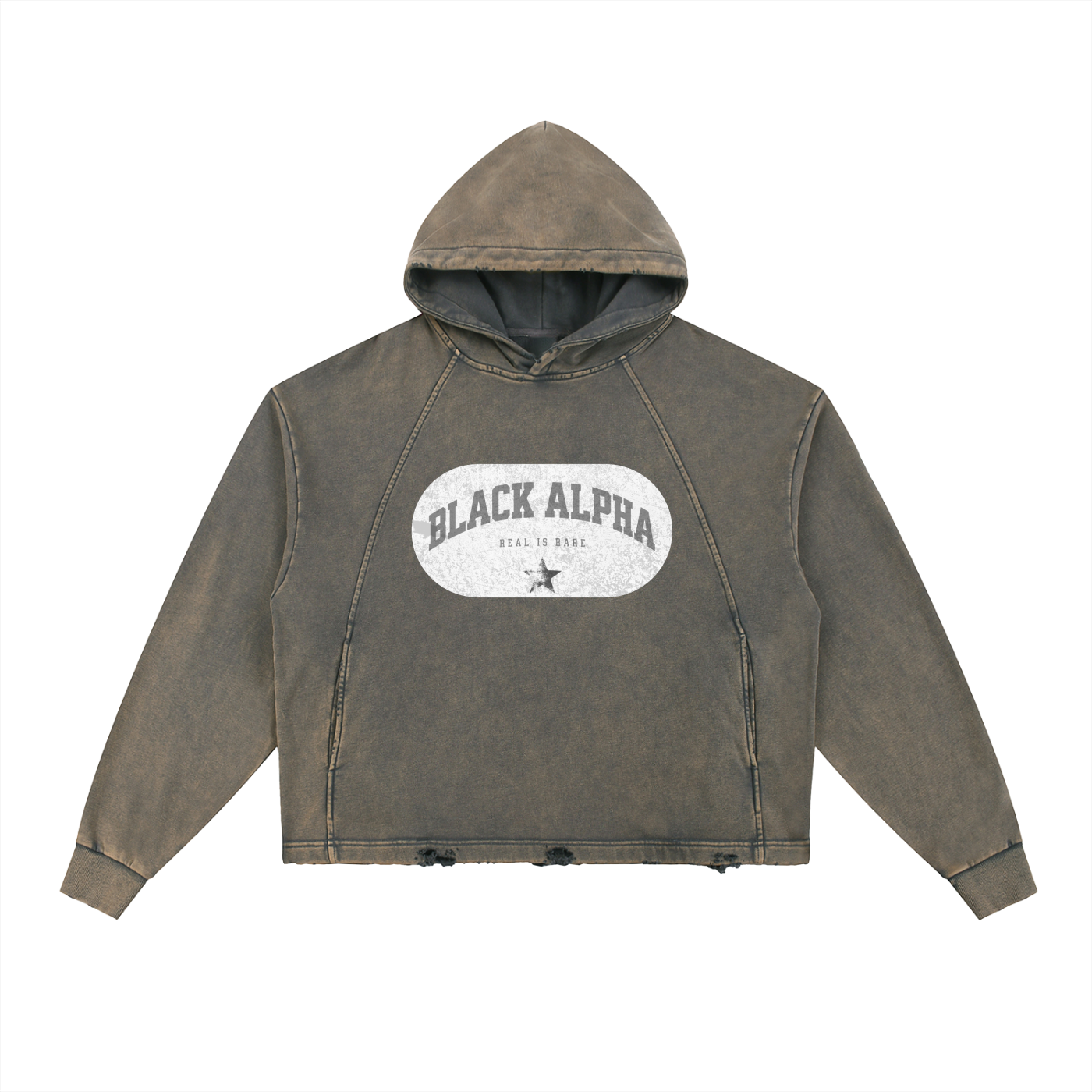 Black Alpha Vintage Pull Over Hoodie