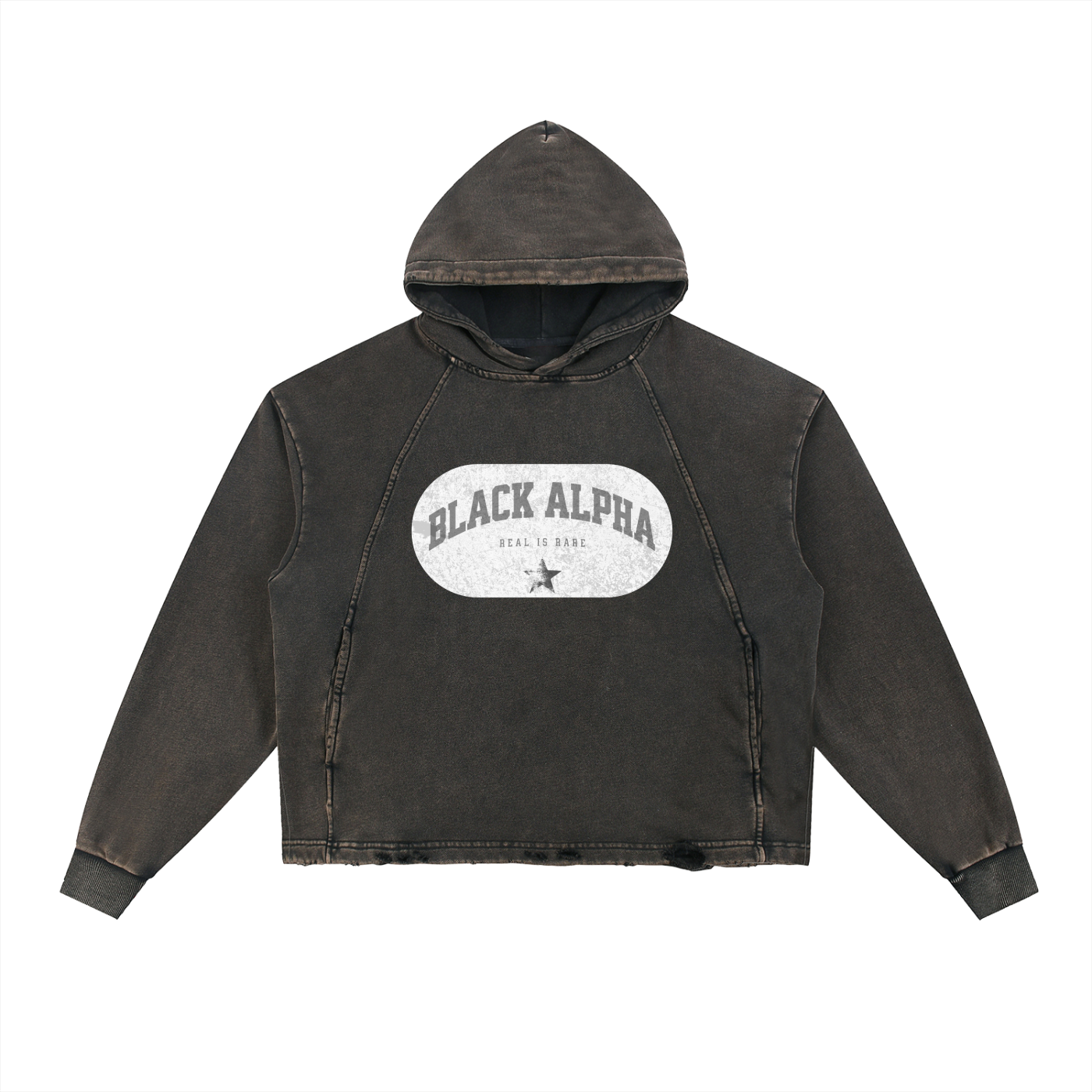 Black Alpha Vintage Pull Over Hoodie