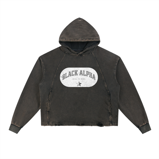 Black Alpha Vintage Pull Over Hoodie