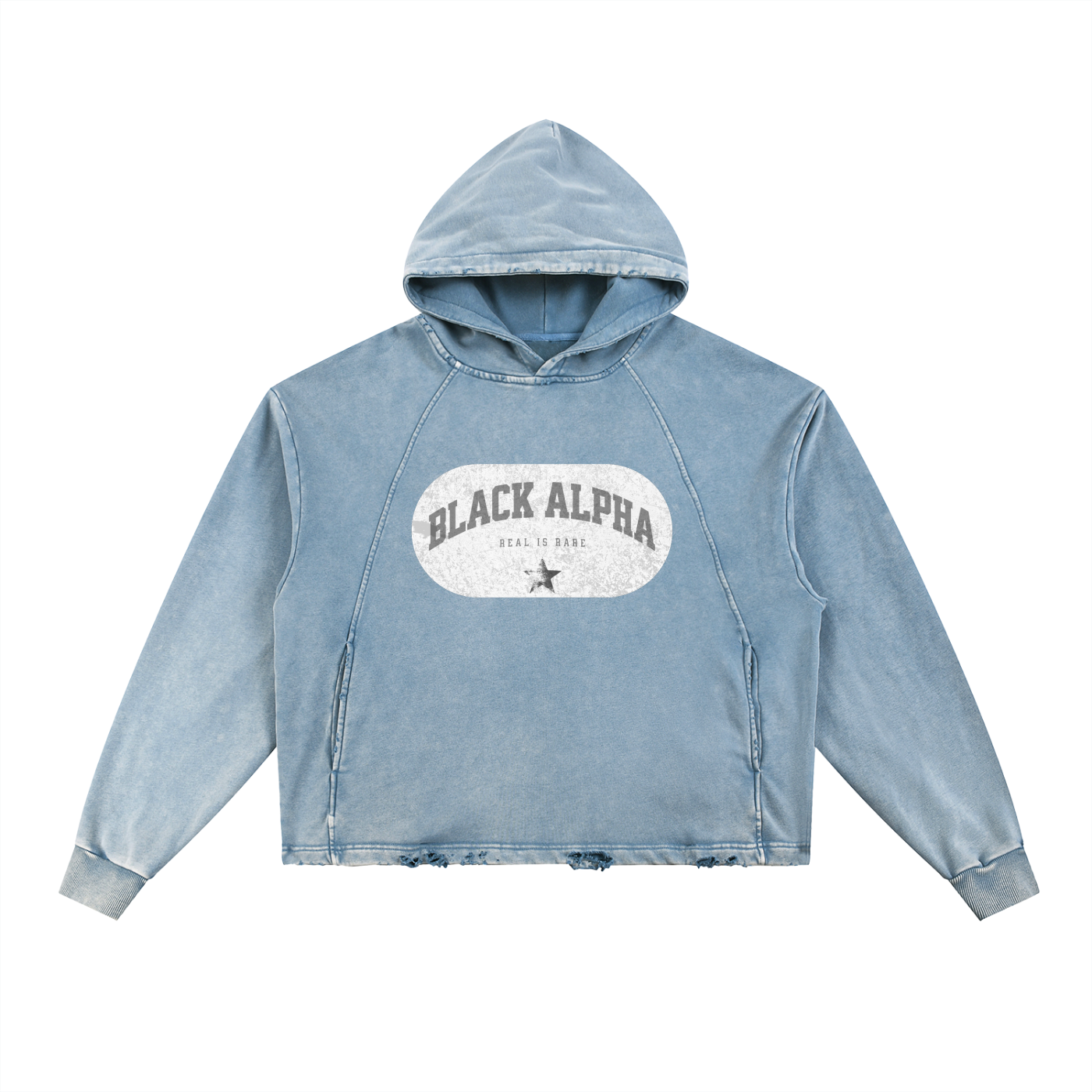 Black Alpha Vintage Pull Over Hoodie